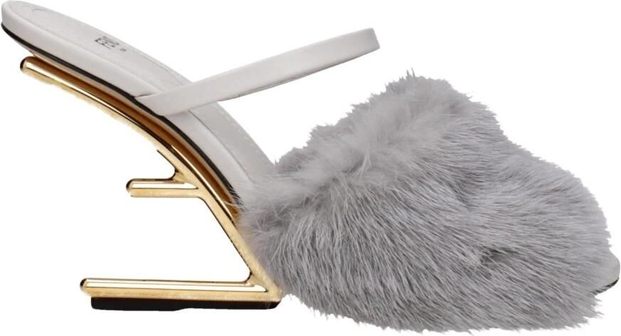 Fendi Grijze Mink Pantoffels Sandalen - Foto 2