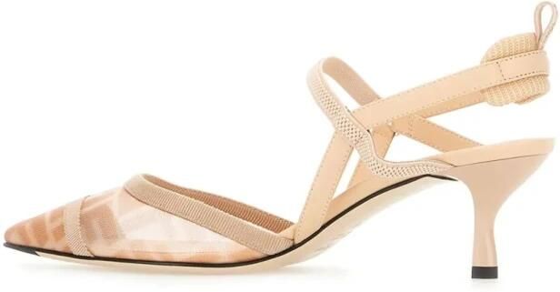 Fendi Sandalen Heeled Shoes With Mesh Toe Cap And Ff Logo in beige - Foto 3