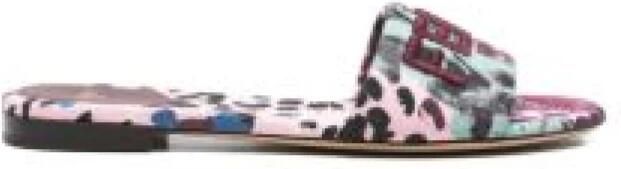 Fendi Sandalen met logo-borduursel en bloe print