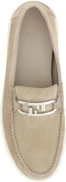 Fendi Suède Loafers met Logo Versiering Beige Heren - Foto 3