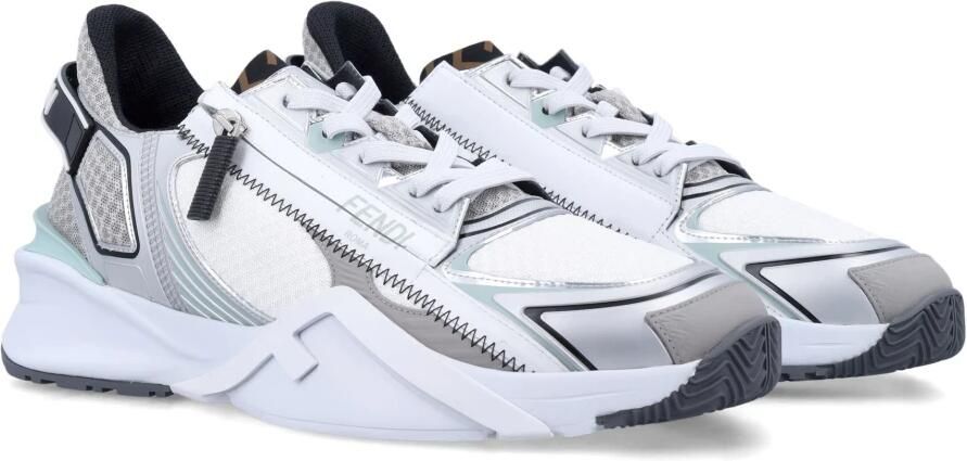 Fendi Zilveren Sneakers met Mesh Bovenwerk