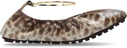 Fendi Filo ballerina's in slangenprint Brown Dames