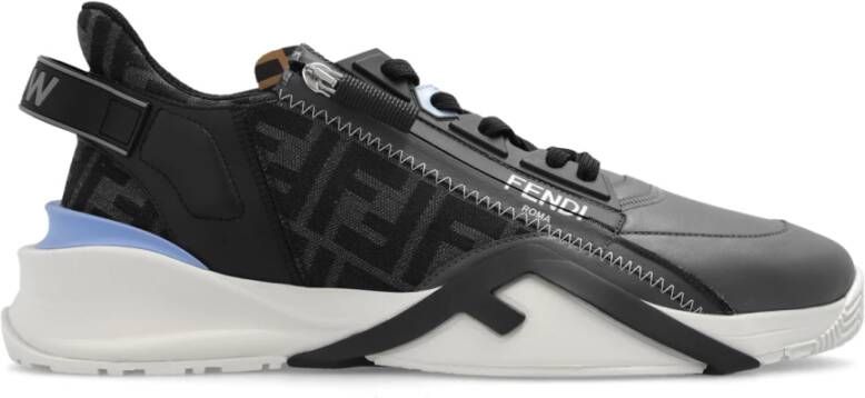 Fendi Luxe Grijze Sneakers met Elastische Veters en Zijrits Grijs Heren