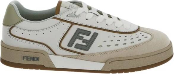 Fendi Geëmbosseerd Logo Leren Denim Sneakers