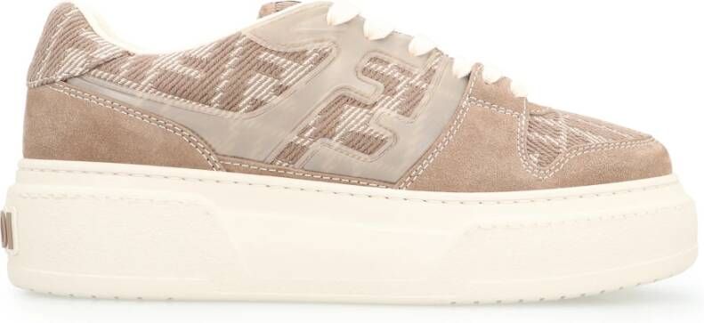 Fendi Gestreepte lage sneakers met suède inzetstukken