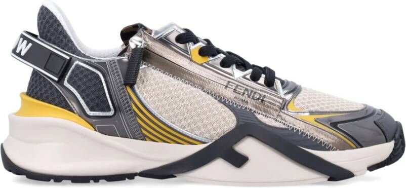 Fendi Gouden Sneakers met Mesh Bovenwerk