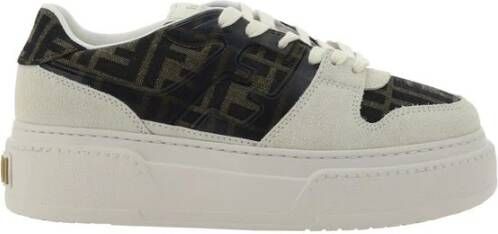 Fendi Beige Suède Nylon Sneaker Bruine Zool