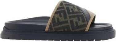 Fendi Iconische Logo Slide Sandalen met Platte Zool Brown Heren