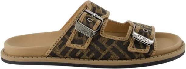 Fendi Jacquard Instap Sandalen Brown Heren