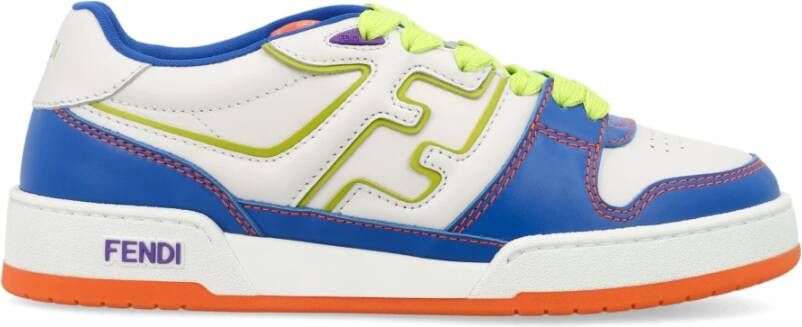 Fendi Lage Top Leren Sneakers Blauw Groen Multicolor Dames