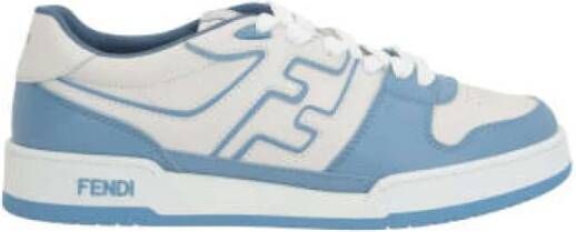 Fendi Lage Top Leren Sneakers Wit Blauw Multicolor Heren