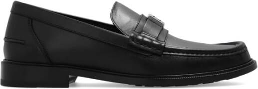 Fendi Leren Loafers Ronde Neus Instapper Black Heren