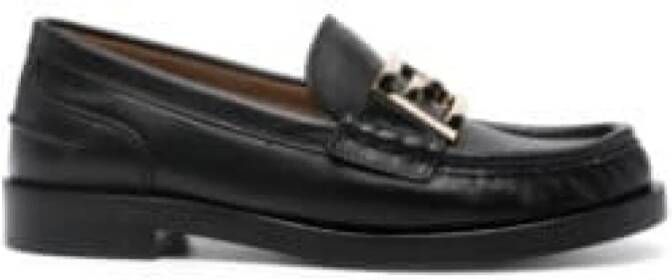 Fendi Leren Loafers met FF Logo Plaque Black Heren