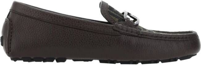 Fendi Leren Monogram Loafers nen Italië Brown
