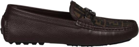 Fendi Leren Monogram Loafers nen Italië Brown