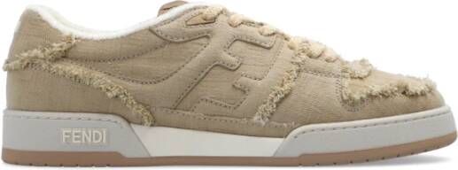 Fendi Grijze Lage Sneakers van Kalfsleer Beige Heren