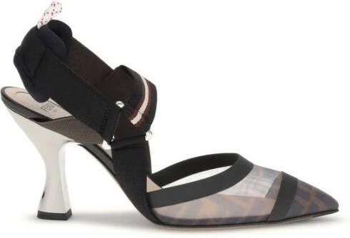 Fendi Mesh Almond Toe Kitten Heel Pumps