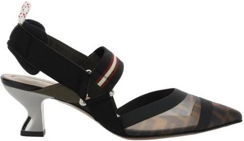 Fendi Mesh Toe Sling-Back Kitten Heel Pumps