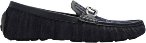 Fendi Blauwe Denim O`Lock Driver Loafers Blue Heren
