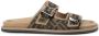 Fendi Bruine Platte Sandalen Elegante Metalen Details Brown Heren - Thumbnail 1