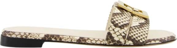 Fendi Python Leren Platte Sandalen
