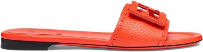 Fendi Rode Leren Slides met FF Motief Red Dames