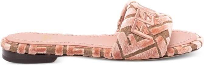 Fendi Roze Velvet Logo Sandalen
