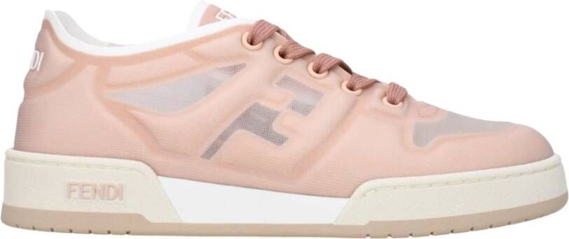Fendi Roze Vezel Sneakers Casual Vetersluiting
