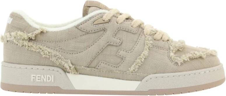 Fendi Grijze Lage Sneakers van Kalfsleer Beige Heren