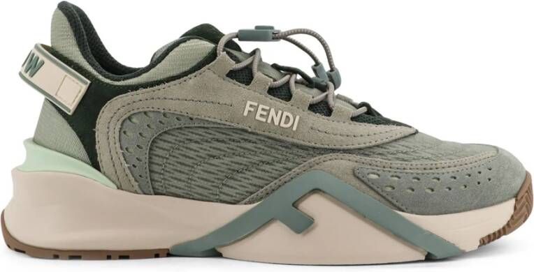 Fendi Sneakers met Elastische Veters en Suède Inzet