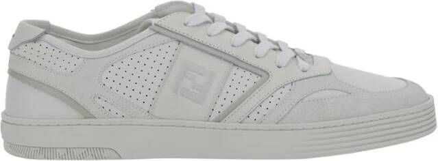 Fendi Witte Veterschoenen met Grijze Suède Details White Heren - Foto 3