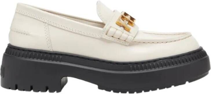 Fendi Stijlvolle witte leren loafers White Dames