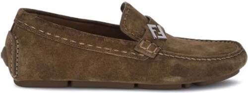 Fendi Suède Driver Loafers met FF-detail
