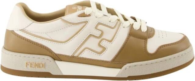 Fendi Bruine Sneakers Wit Leer Rubberen Zool Multicolor Heren