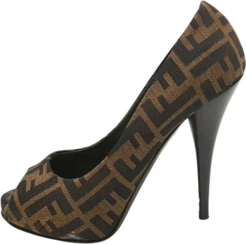 Fendi Vintage Pre-owned Canvas heels Brown Dames