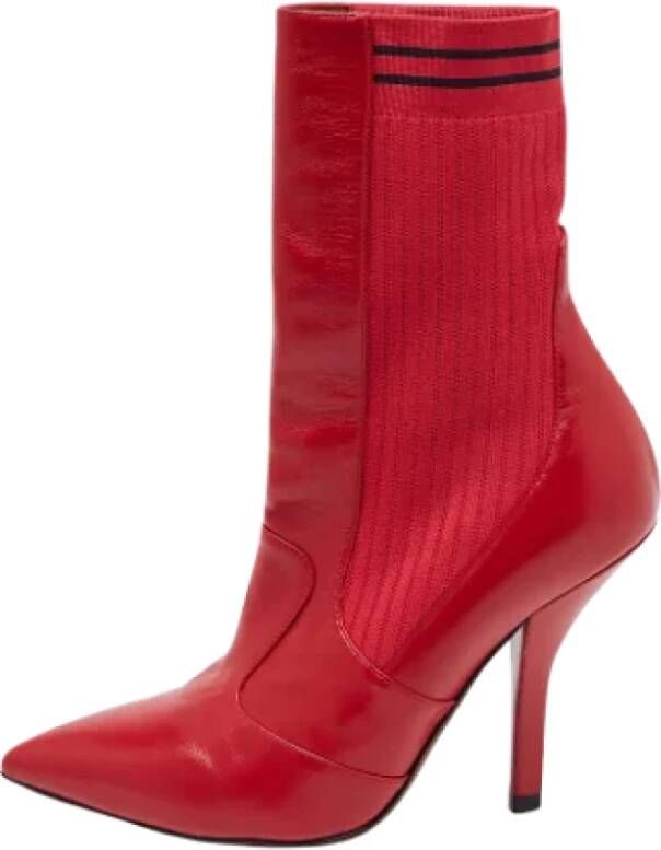 Fendi Vintage Pre-owned Leather boots Red Dames