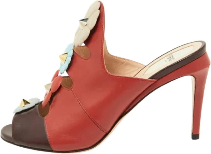 Fendi Vintage Pre-owned Leather sandals Red Dames