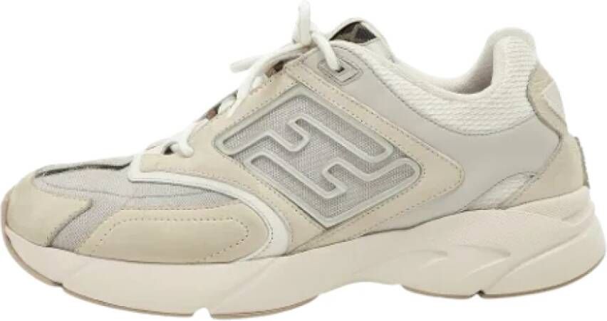 Fendi Vintage Pre-owned Leather sneakers Beige Heren