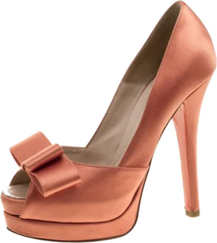 Fendi Vintage Pre-owned Satin heels Orange Dames