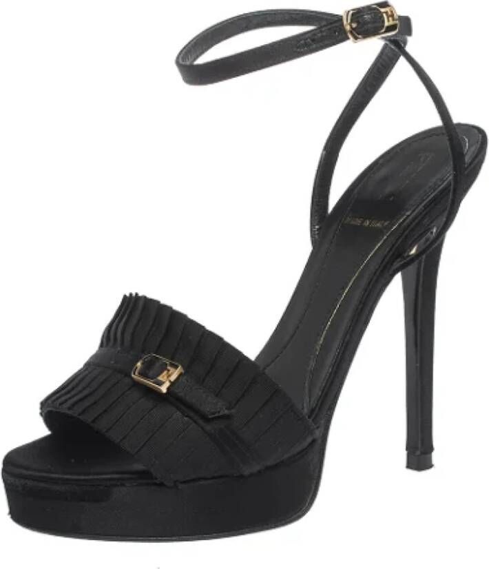 Fendi Vintage Pre-owned Satin sandals Black Dames