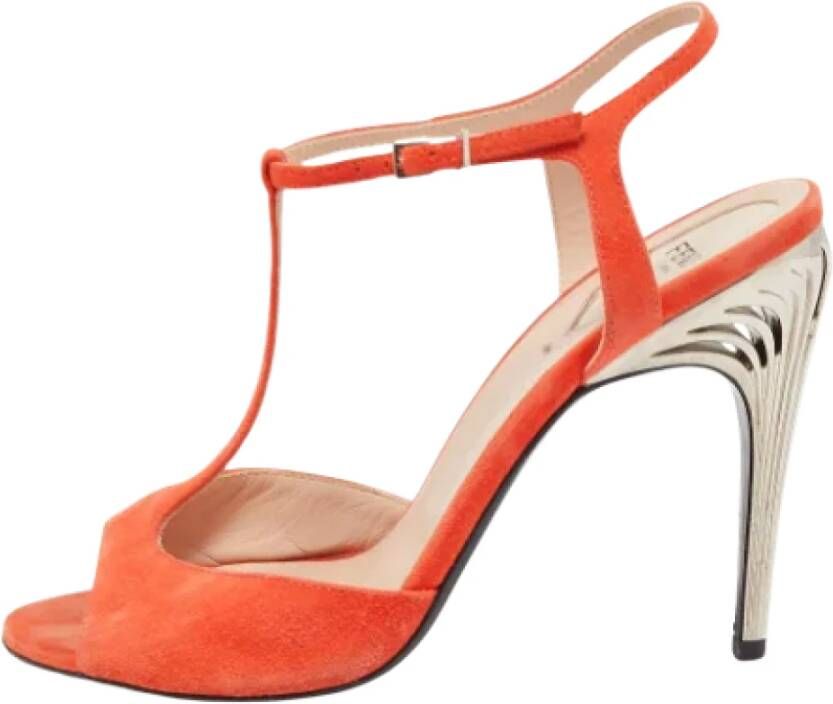 Fendi Vintage Pre-owned Suede heels Orange Dames