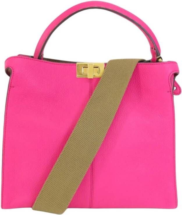 Fendi Vintage Tweedehands Peekaboo Iconic Mini Tas Roze Leer