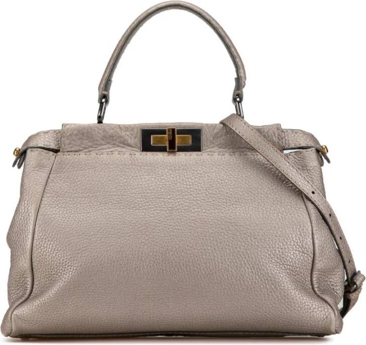 Fendi Vintage Tweedehands Peekaboo leren Satchel handtas