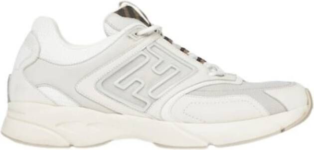 Fendi Witte Leren Sneakers met FF Patroon Wit Heren