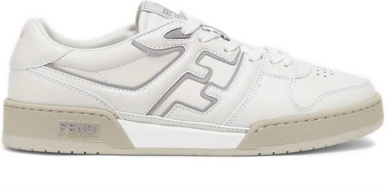 Fendi Witte Leren Sneakers met Grijze Details White Heren