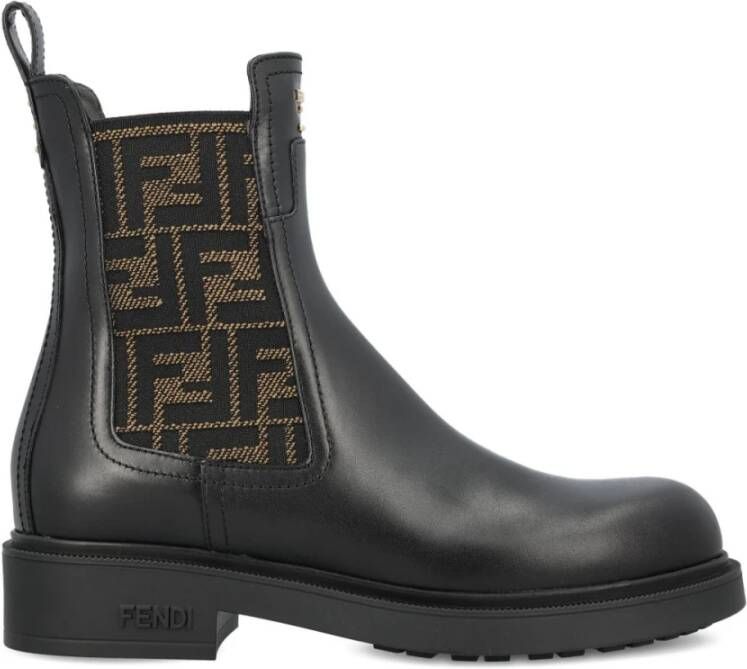 Fendi Zwarte Leren FF Patroon Laarzen