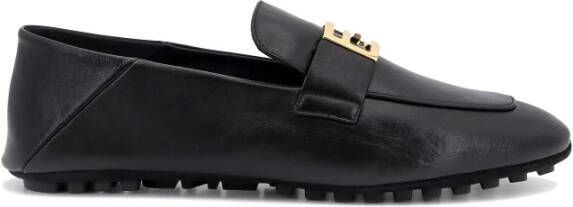Fendi Zwarte Leren Loafer Schoenen Black Dames