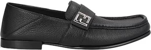 Fendi Zwarte Leren Loafers Stijlvolle Vierkante Neus