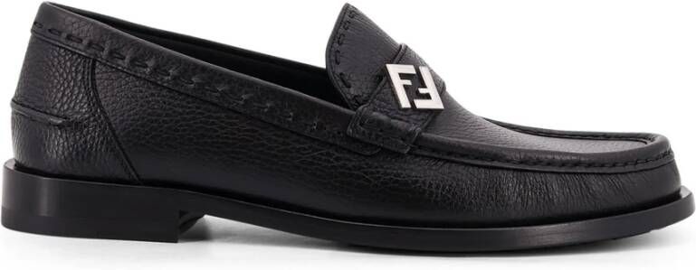 Fendi Zwarte platte schoenen met metalen detail