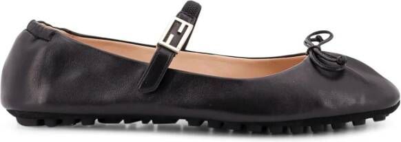 Fendi Zwarte platte schoenen met strikdetail